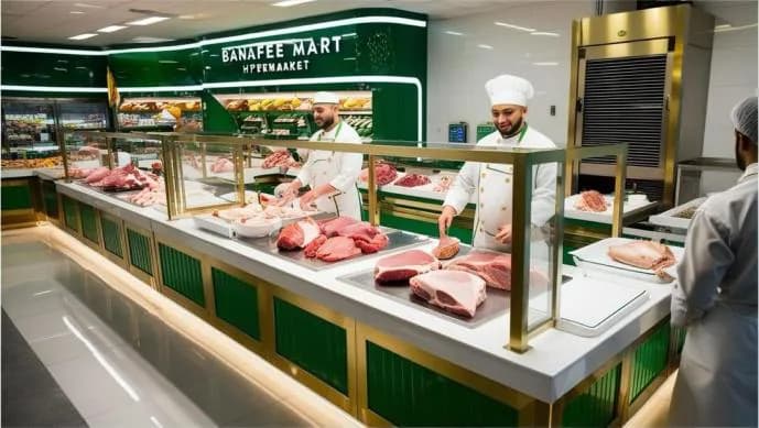 Halal butchery counter